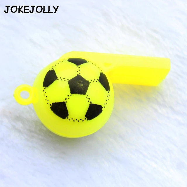 10pcs/lot Soccer football or smiling face whistle cheerleading toys for kids children plastic whistles toys with ropes GYH 5