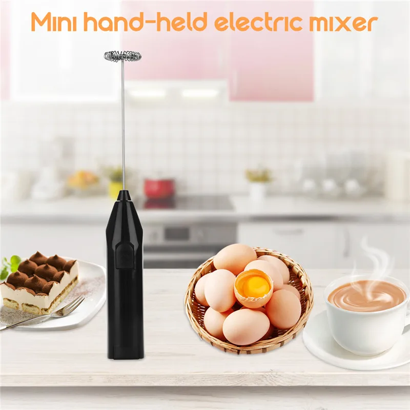 

Battery Powered Handheld Milk Frother Mixer Egg Beater Stainless Steel Whisk Hand Blender Egg Cream Stirring Kitchen Tools