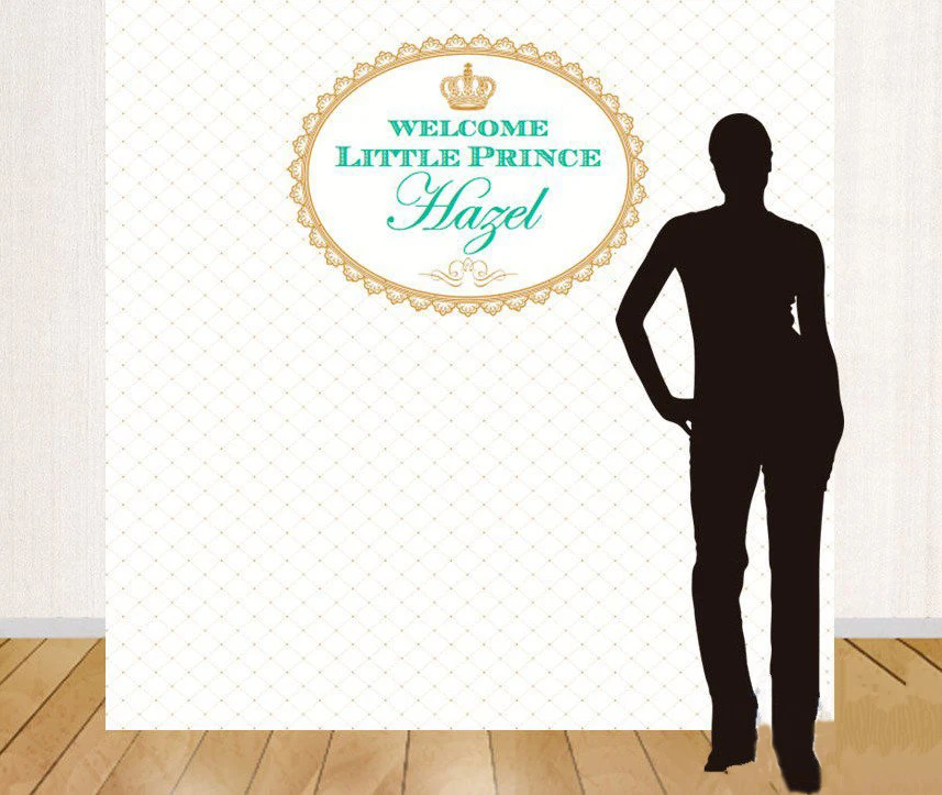 custom Baby Shower Royal Prince Mint Green And Gold king crown backdrops High quality Computer print party background | Электроника