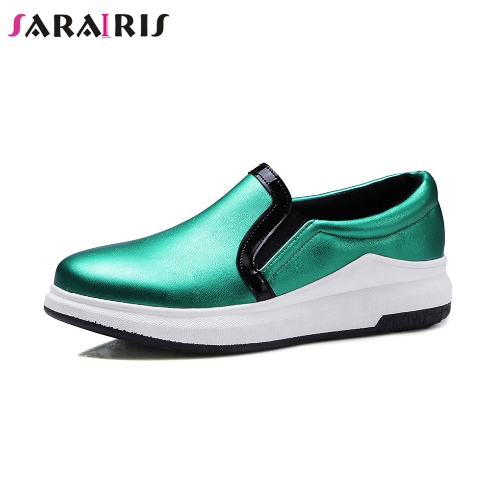 

SARAIRIS 2019 New Loafers Solid Round Toe Flats Slip On Shoes Woman Casual Soft Spring Autumn Flats Black Big Size 34-43