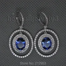 Серьги с танзанитом, белое золото, танзанит, бриллиант, серьги, 18k золото, бриллиант, висячие серьги, Винтажные серьги с драгоценным камнем E116