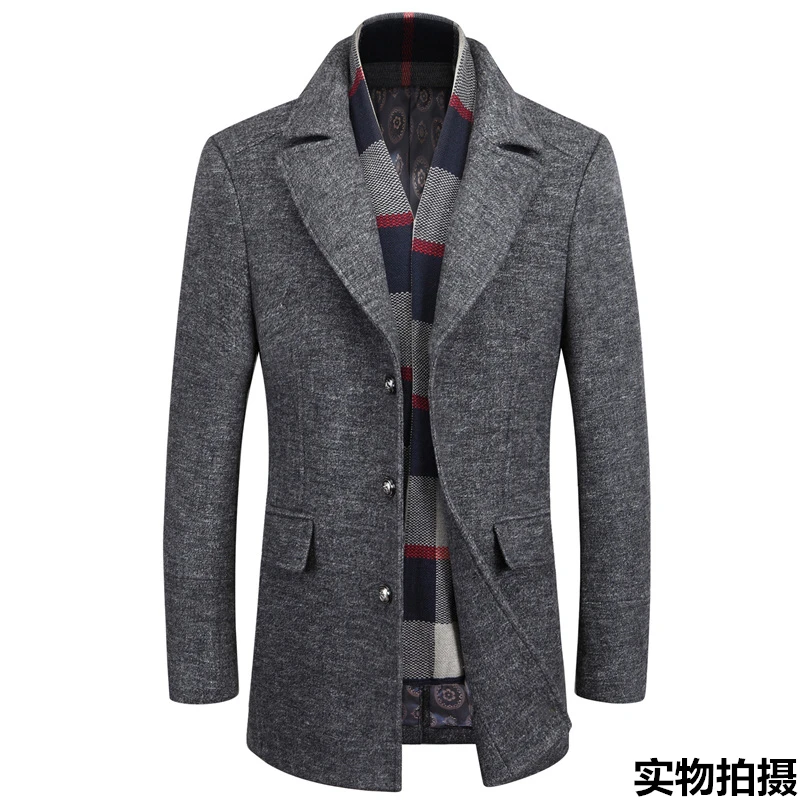 Новое поступление Зима Высокое качество шерсти повседневное серый плащ для мужчин, мужская зимняя теплая куртка, зимние куртки для мужчин