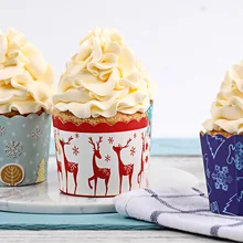 100 ps Рождество красный олень серии Форма для кексов Кондитерская бумага для маффинов формочка для выпечки кексов Высокие температурные чашки маффинов чашка праздничный торт