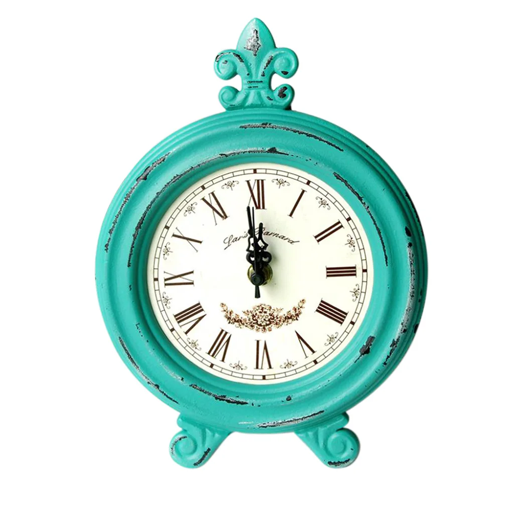 Rustic Vintage Wooden Table Clock Desktop Decor Clock Home Coffee Shop Decor