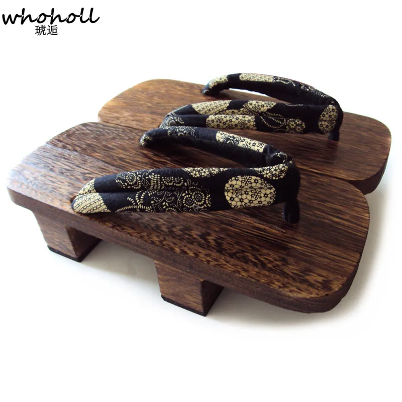 

2019 Print Heel Flip-flops Men Platform Sandals Japanese Geta Clogs Wooden Men Slippers Cosplay Costumes Shoes Men Geta Clogs