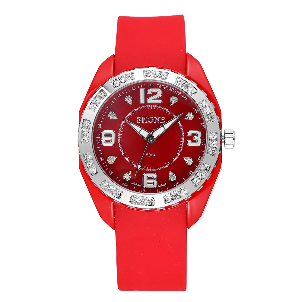 

Skone Brand Luxury Sport Casual Watches Women Men Silicone Rhinestone Quartz Colorfull Student Girl Dress Watch Luminous Clock
