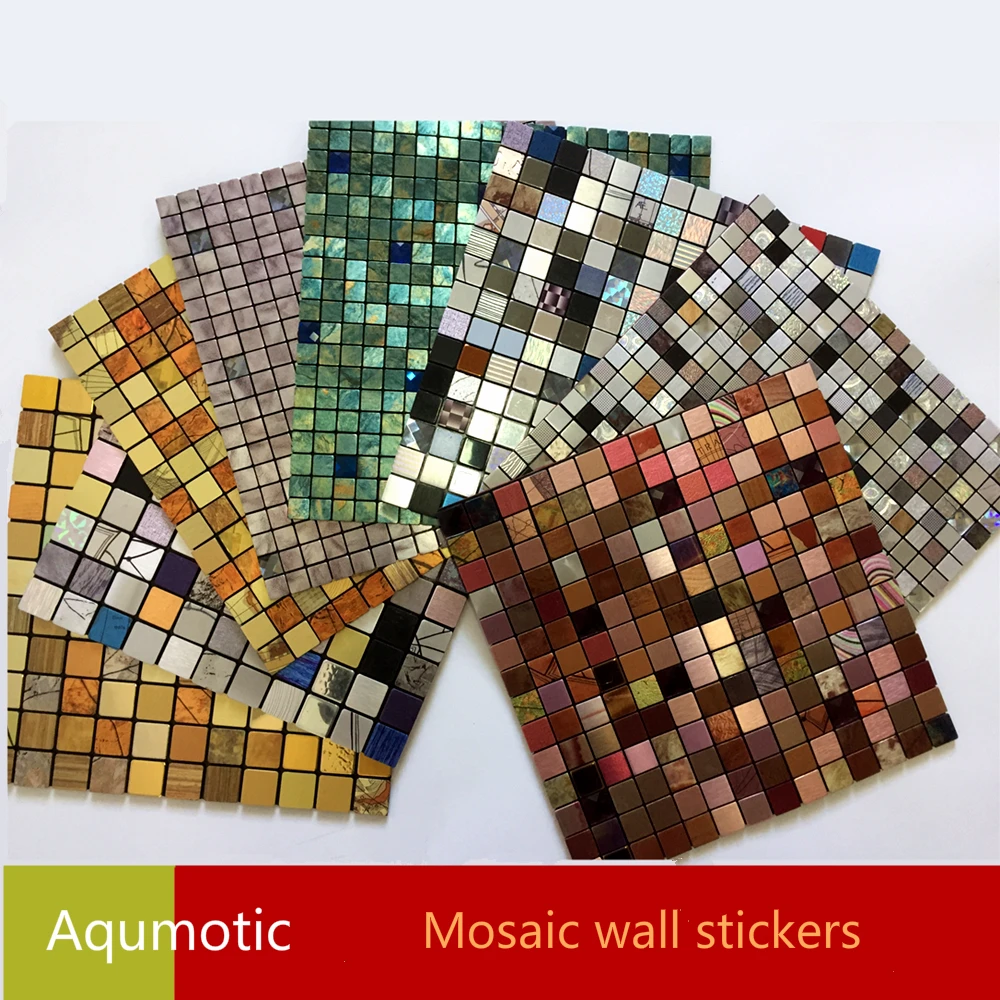 Aqumotic Mosaic 3d Stickers Wall Decor Diy Wallpaper Glue Home Renovation Interior 3d Mosaic Wall Sticker Plate Pegatinas Pared