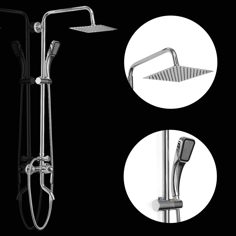 1 Set Top Quality 8 Inch 360 Degree Stainless Bathroom Shower Faucets Set Rainfall Shower Head