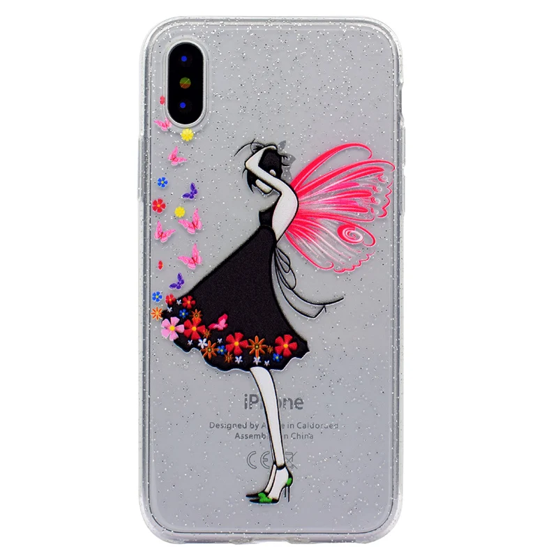 Cute cartoon glitter silicone case iphone x (15)