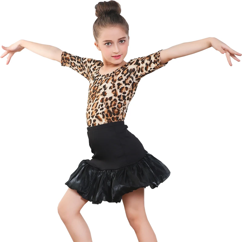 Леопардовые костюмы для латинских танцев для маленьких девочек, детский сексуальный костюм для латинских танцев с низкой спинкой, платье для выступлений
