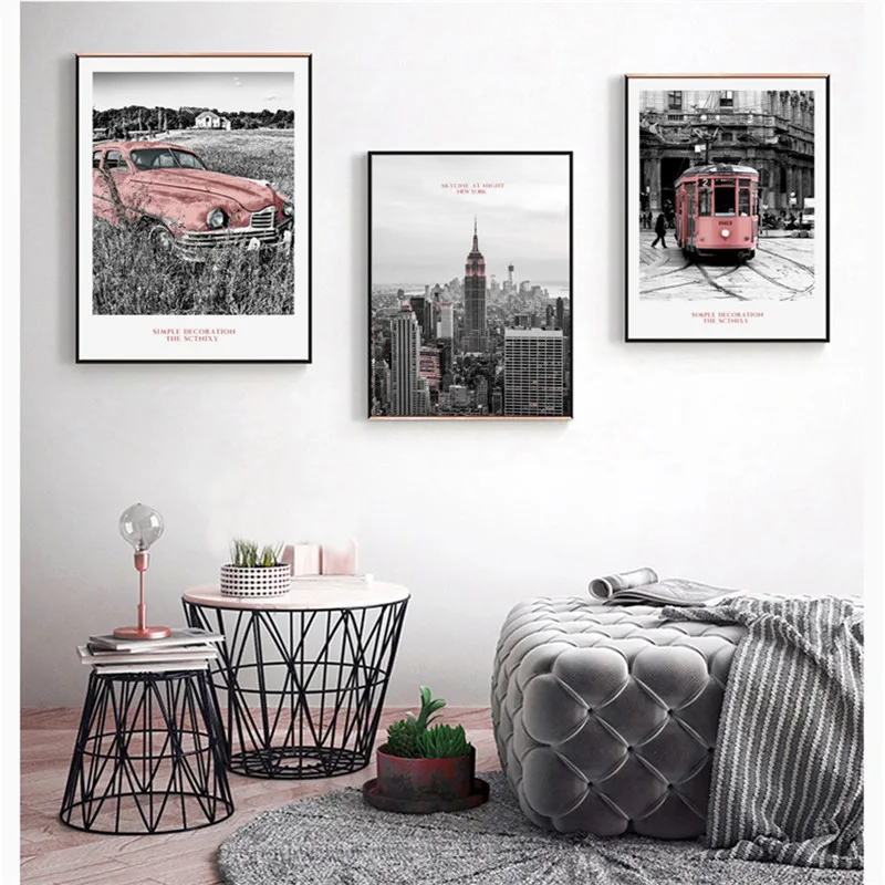 

City Building Landscape Home Decor Nordic Canvas Art Painting Living Room Bedroom Wall Art Print Poster Black Minimalist Picture