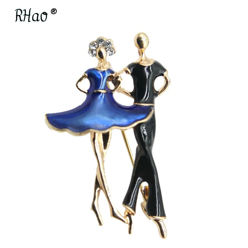 

RHao Blue Red Enamel Social Dancing Women Men Brooch Wedding invitation Brooch gift Corsage Danceing Bride bridegroom Brooch pin