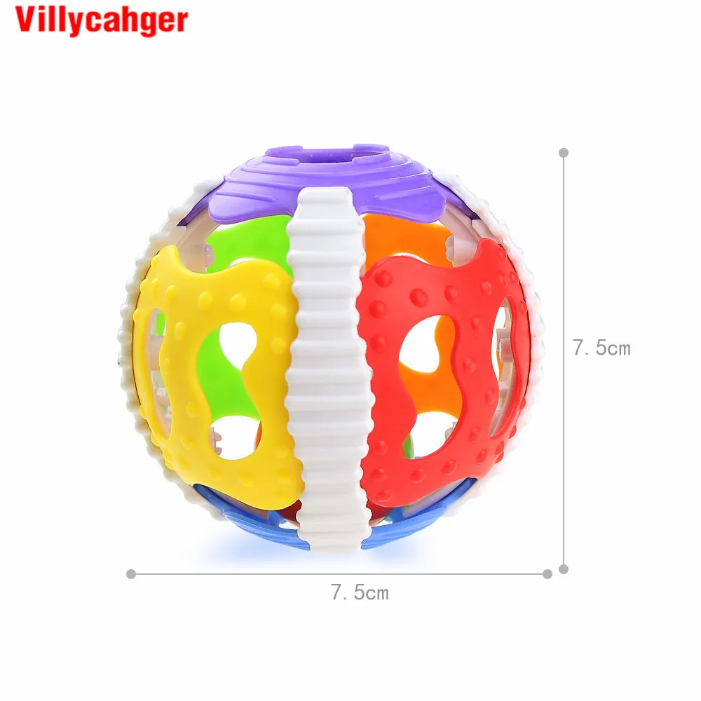 Детские громкие Погремушки для новорожденных в виде разноцветного шара, ручной Колокольчик, мяч для активного отдыха, Развивающие детские игрушки, мягкие силиконовые погремушки