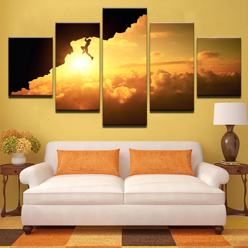 Canvas-Prints-Pictures-Wall-Art-Framework-Home-Decor-5-Pieces-X-Games-Exercise-Rock-Climbing-Paintings (1)