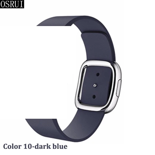 Современный Кожаный ремешок с пряжкой для Apple Watch 42 мм 38 мм 44 мм 40 мм correa iwatch band 4 3 2 1 браслет аксессуары для Apple watch - Цвет ремешка: 10-dark blue