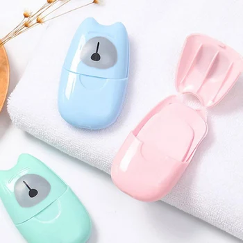 

50pcs/box Disposable Boxed Soap Paper Convenient Washing Hand Bath Travel Scented Slice Sheets Foaming Box Paper Soap