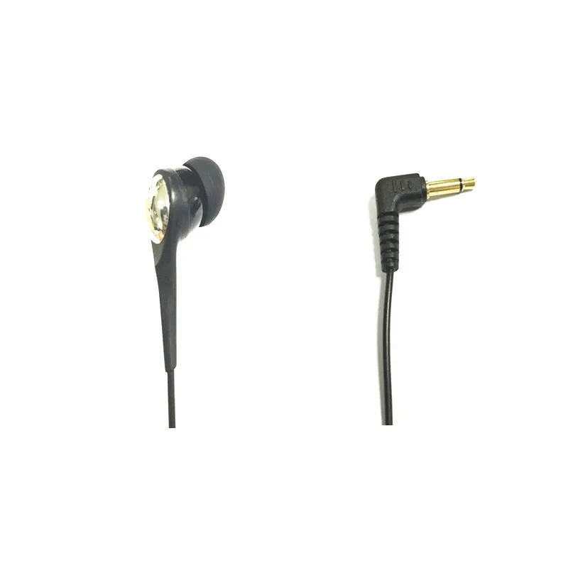 Linhuipad 1 Bud black earphone 3 5mm gold plug Single side MONO earbug 1 2M w Heavy Duty Cord for Smart phone school library