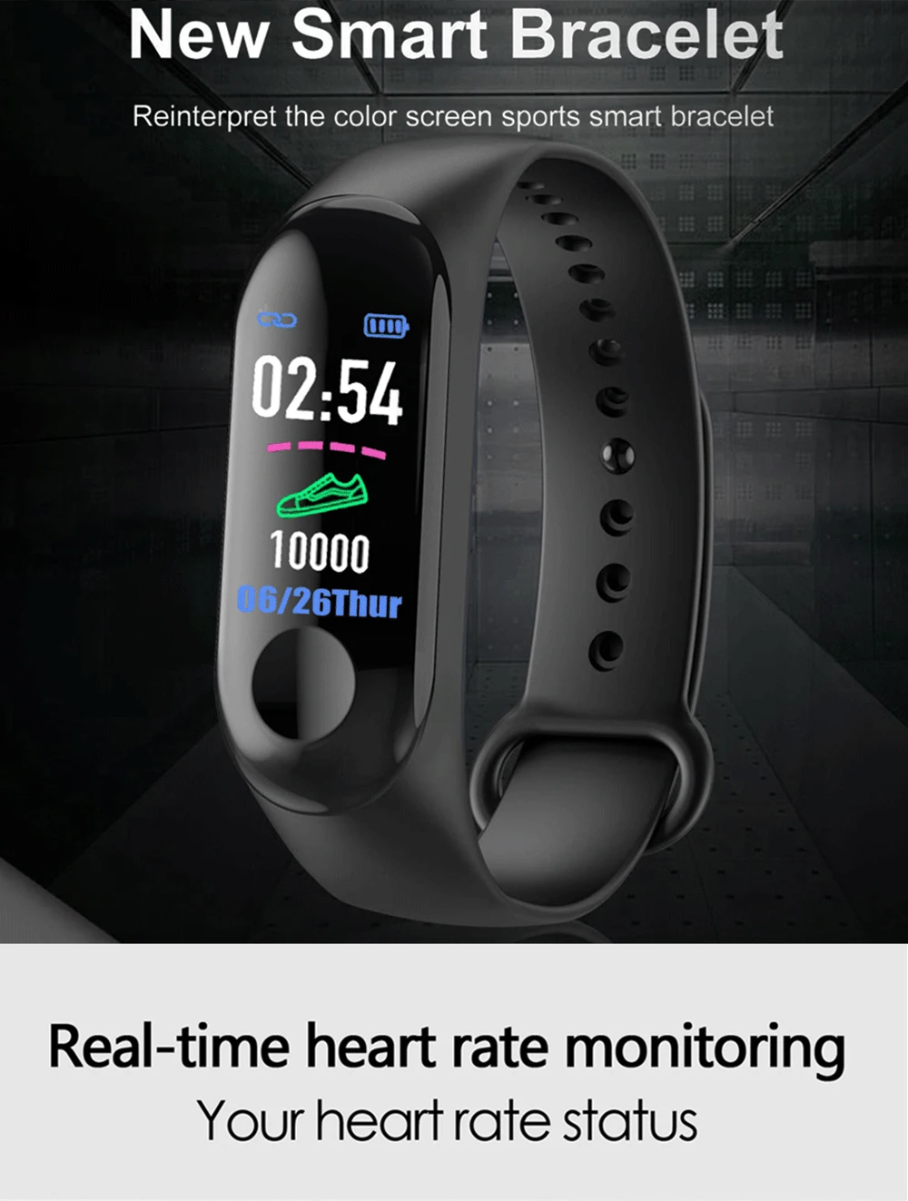Rovtop M3 Plus Smart Watch Men Smart Watch Sport Watch Electronic Smart Wristband Bracelet Watches Pedometer Heart Rate Fitness
