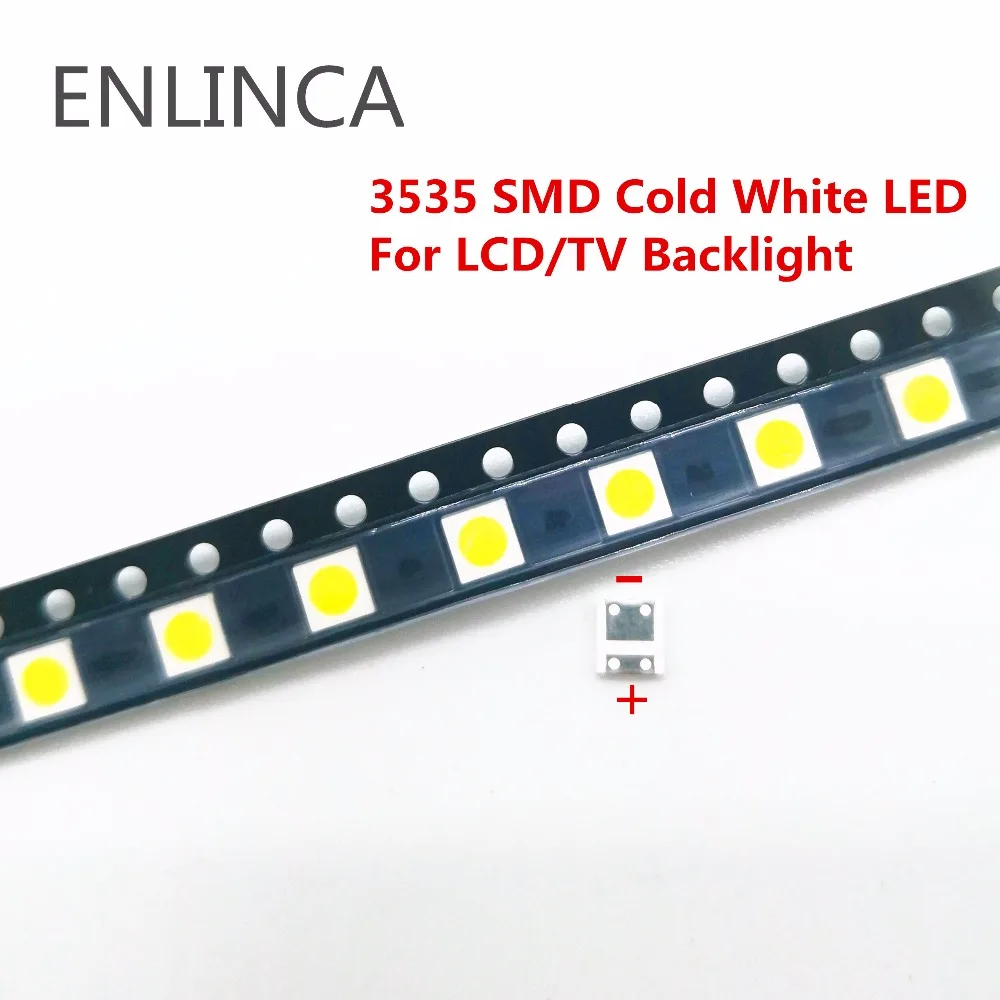 

200-500PCS/Lot for SEOUL 3535 6V 2W SMD Cold cool White LED High Power For LCD TV Backlight