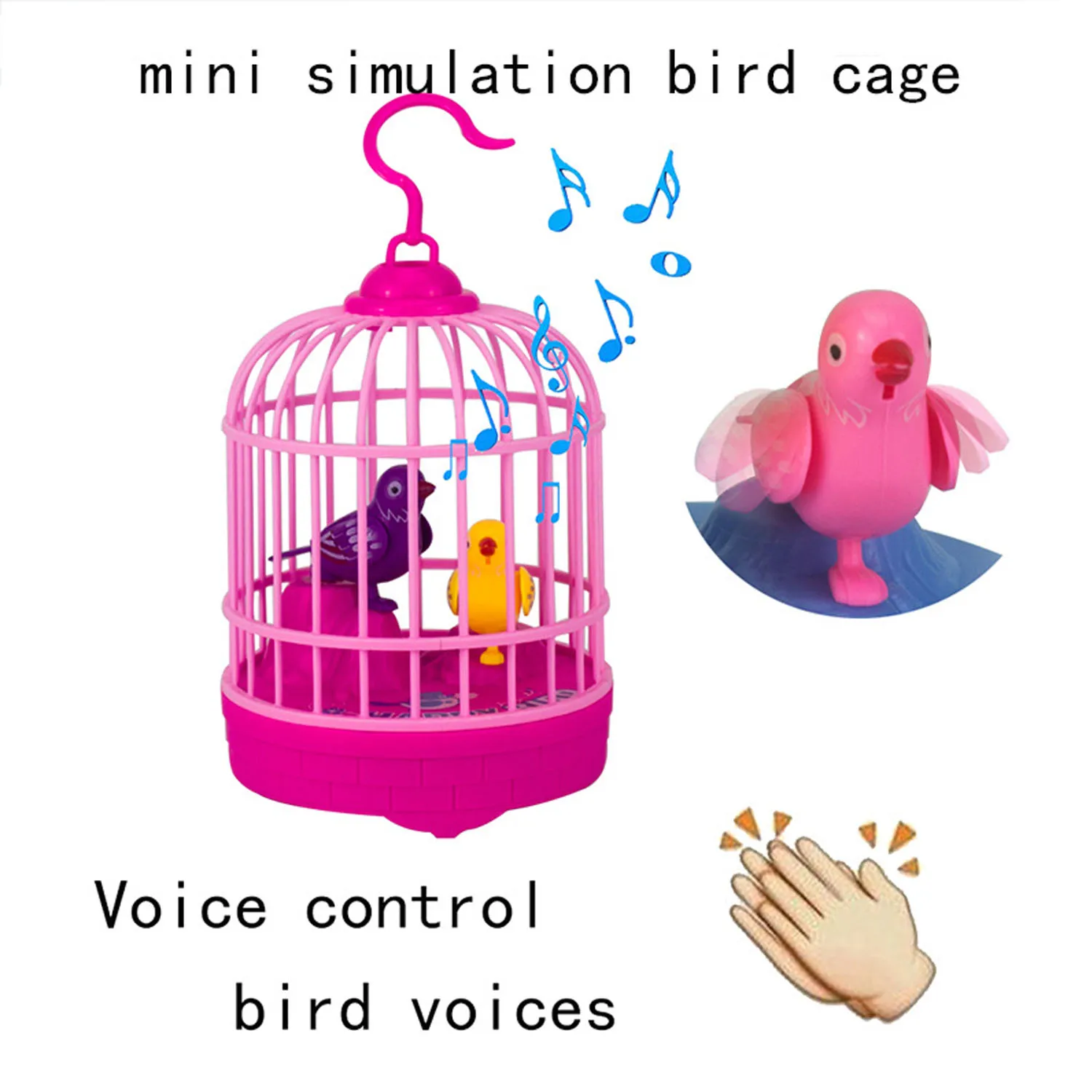 Besegad звуковой с голосовым управлением активировать чирпинг пение Имитационные птицы с птичья клетка дети забавные игрушки розовый