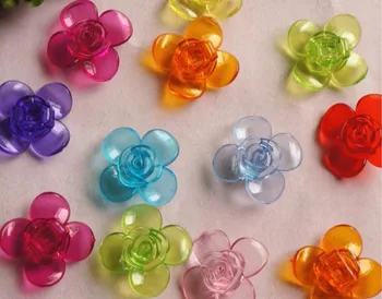 

200pcs 11*26mm Beautiful Acrylic Flower Beads With Hole For Hair Peice Tiaras Jewelry Scrapbooking Craft DIY