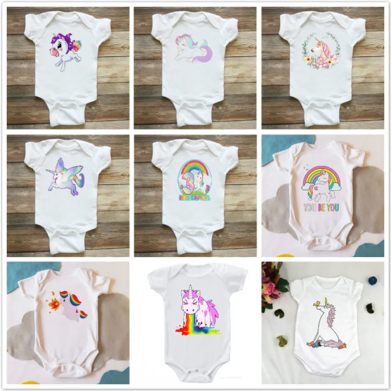 

2019 Cartoon Infant Toddler Kids Baby Girls Unicorn Romper Suspender Jumpsuit Outfits Fashion Summer Cute Playsuit