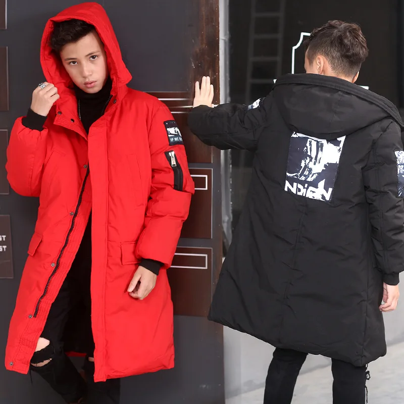 

-30 Degree Cotton Down Children Winter Jacket Boys Coat Kids Warm Thick Hooded Long Down Coats For Teenage Christmas Clothes Top