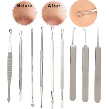

9 Pcs Blackhead Extractor Tool Kit Pimple Popper Spot Remover Extractor Skin Care Tool Acne Extractor Remover Set Kit+ Bag