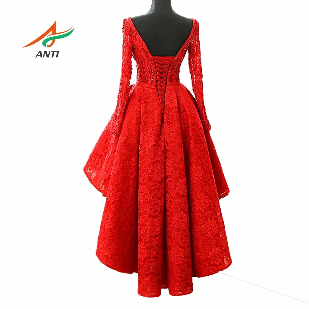 ANTI Luxury Cocktail Dresses Beaded Crystals High Low Robe De Vestidos De Coctel Evening Party Gowns For Graduation Novias
