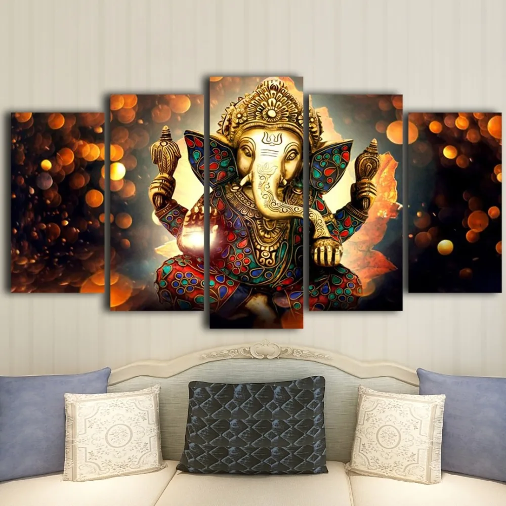 

Canvas Painting Wall Art Home Decor For Living Room HD Prints 5 Pieces Elephant Trunk God Modular Poster Ganesha Pictures