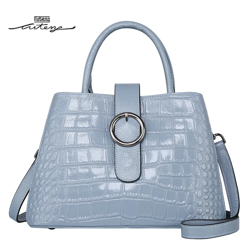 

TU-TENG Shell Women Handbag Genuine Bags Women Embossed Alligator Elegant Tote Crossbody Bags Office Ladies Tote G75480