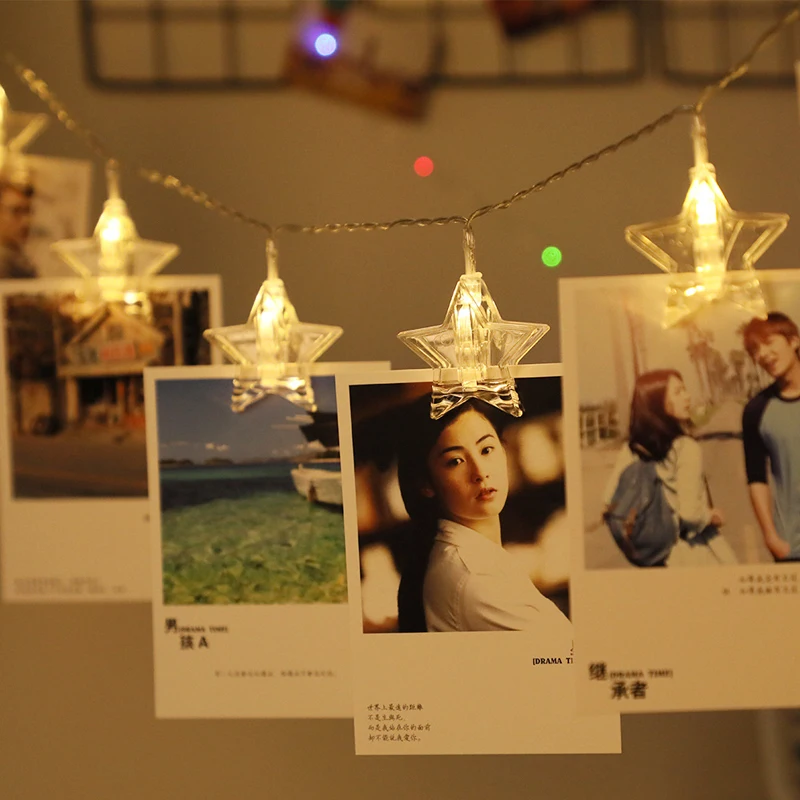 

2018 New 1-6m LED Star Light Photo Wall Clip String Lights Hanging Card Picture Creative Birthday Wedding Christmas Home Decor