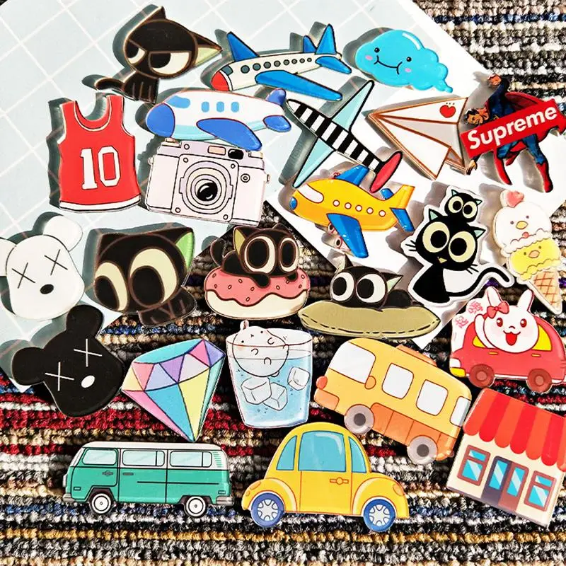 

AHYONNIEX 1 PC Cartoon korea style cars plane Brooch Acrylic Badges Icons on The Backpack Pin Badge Decoration for Clothing