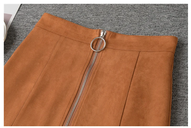 New Autumn And Winter Plus Velvet Women Skirt Front Zipper Short Leather High Waist Women Skirt Club Winter Casual Skirt D8A134 (16)