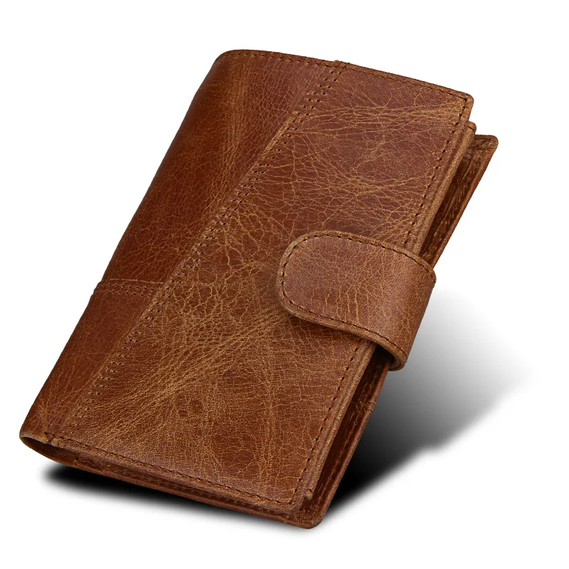 RFID 100% натуральная кожа Trifold Для мужчин бумажник Hasp небольшие клатч портмоне
