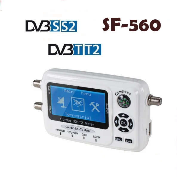 Цифровой спутниковый искатель SF-560 измеритель сигнала спутниковая тарелка искатель с компасом DVB-S/T/S2/T2 SF 560 лучше, чем SF-500 бесплатно