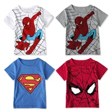 Новинка года, футболка для мальчиков популярная хлопковая футболка с короткими рукавами с героями мультфильмов детская одежда для мальчиков и девочек с принтом «Человек-паук»