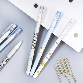 

3pcs/lot Cute Graffiti Words Ponder Word Gel Pen Rollerball Pen School Office Supply Student Stationery 0.5mm Blue Ink