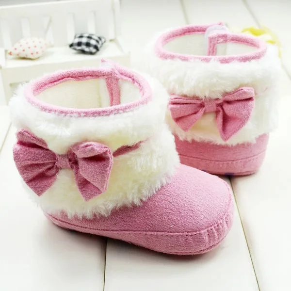 

born Baby Kid Girl Winter Snow Boots Bow knot Fleece Warm Baby Boots