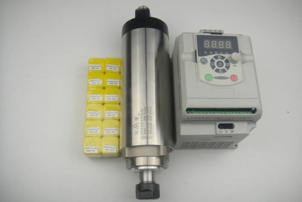 

CNC milling spindle ER20 2.2KW air cooling spindle + 1 pieces 2.2KW VFD inverter+12 pieces ER20 collets