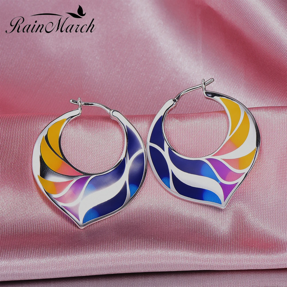 RainMarch Enamel Flower Silver Earrings For Women Engagement 100 925