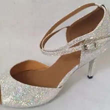 Новые женские серебряные блестящие туфли для сальсы, бальных танцев, танго, танцевальные туфли для латинских танцев, танцевальные туфли всех размеров