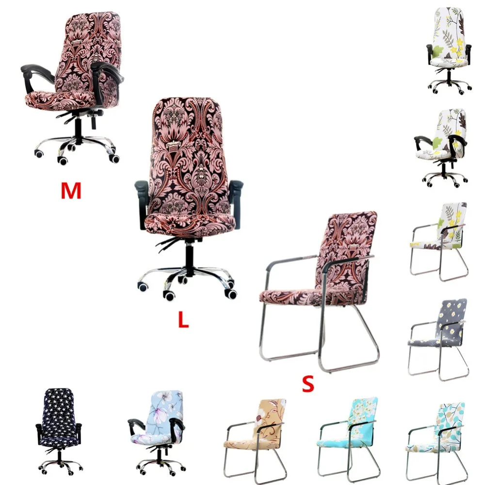 

Modern Spandex Computer Chair Cover 100% Polyester Elastic Fabric Office Chair Cover 7 Colors 3 Size Easy Washable Removeable