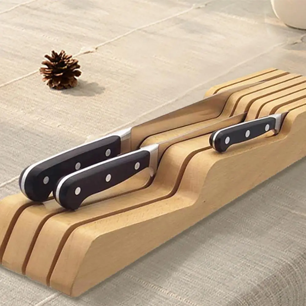 Ящик из массивной древесины держатель ножа горизонтальный деревянный нож резак стеллаж для хранения