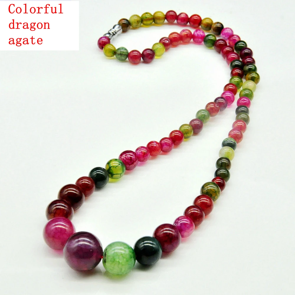 

Natural Stone Multicolor Dragon Agate Power Necklace Healing Crystal Men Women Jewelry Quartz Pendant Women Christmas Yoga Gift