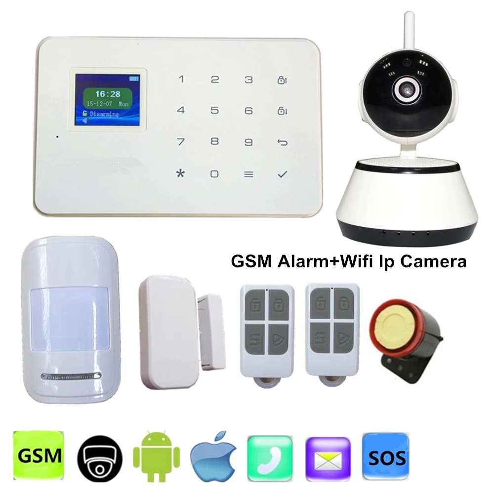Buy Touch Gsm Alarm System 99 Wireless Zones Kerui Camera Ip Wifi with Pir Door