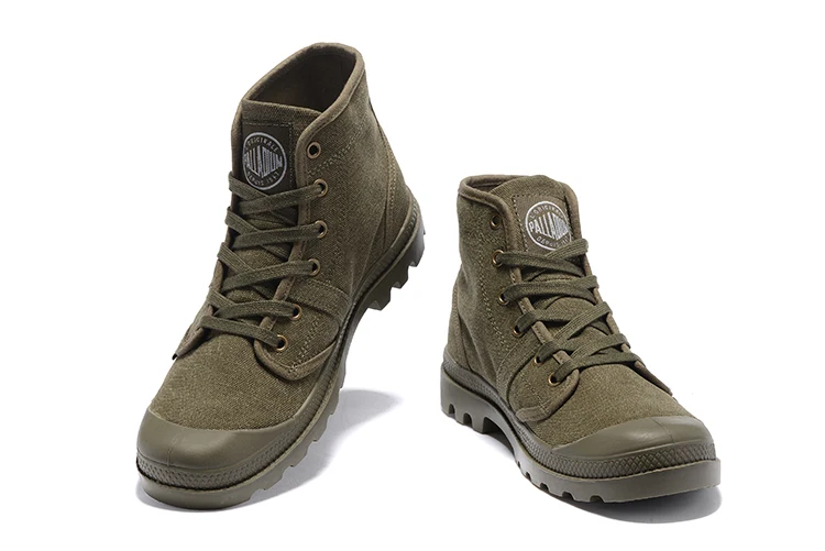 PALLADIUM Pampa Hi 52352, кроссовки цвета хаки, удобные, высокое качество, ботильоны на шнуровке, парусиновая мужская повседневная обувь, размеры 39-45