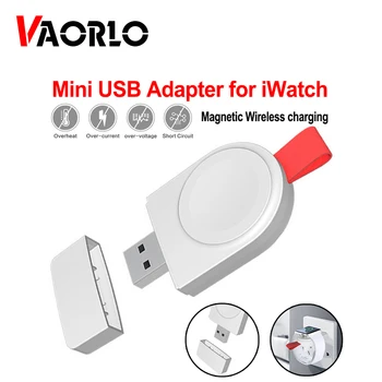 

VAORLO Magnetic Wireless Charger For I Watch 4 3 2 1 USB Mini Adapter For Apple Watch IPhone Smart Watch Dock Portable Charger