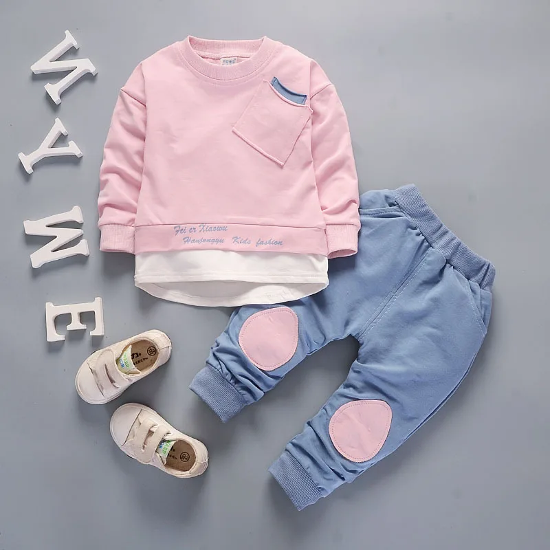 KEAIYOUHUO/весенняя одежда для маленьких мальчиков, футболка+ штаны, детский спортивный костюм из 2 предметов, спортивный костюм, детская одежда, Roupas Menino envio gratiss - Цвет: pink