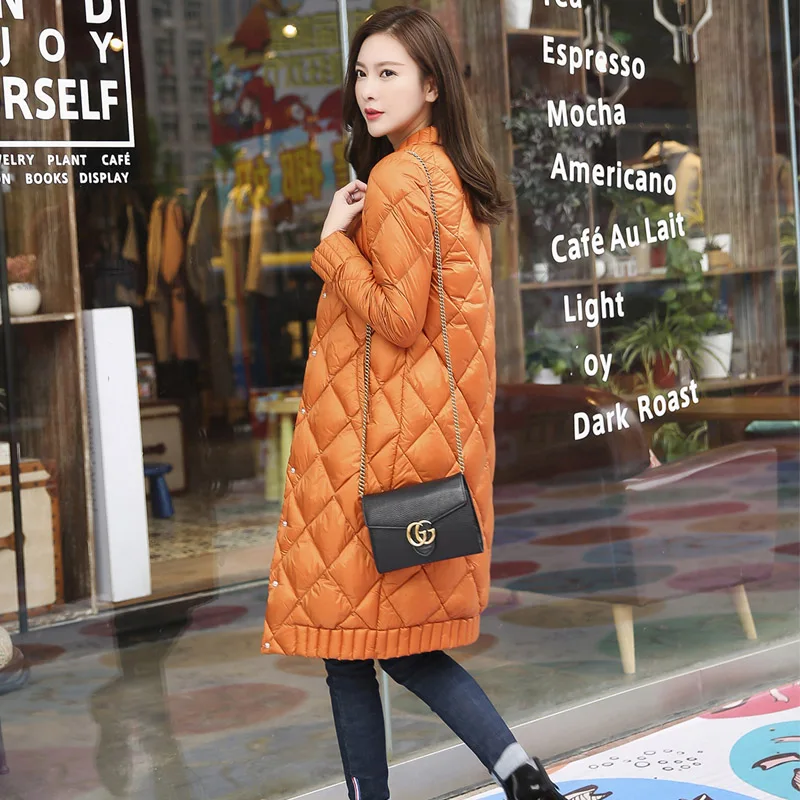 

TOP Quality Spring Winter Women Ultra Light Down Long Jacket Casual Female Portable duck feather Coat Jackets Lightweight Parkas